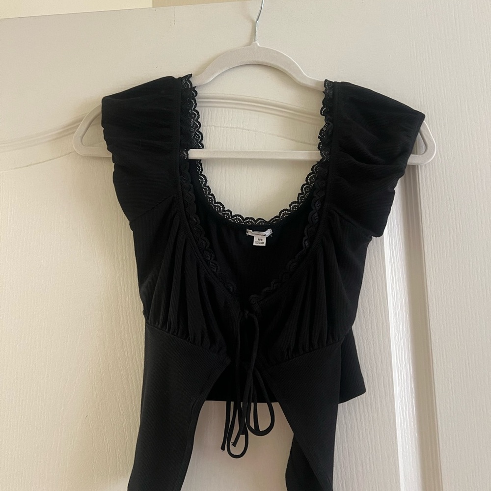 Garage Black Lace Trim Women's Top